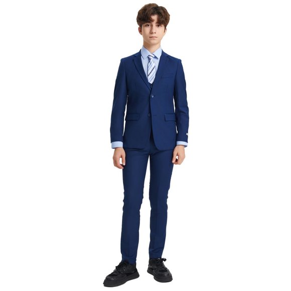 EXCLUSIVE Stacy Adams 5pc Boys Suit Slim-Fit, Indigo - Picture 3 of 5